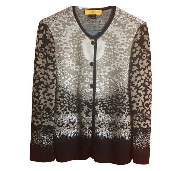 St John Yellow Label Animal Print Cardigan Wool - Picture 4 of 10